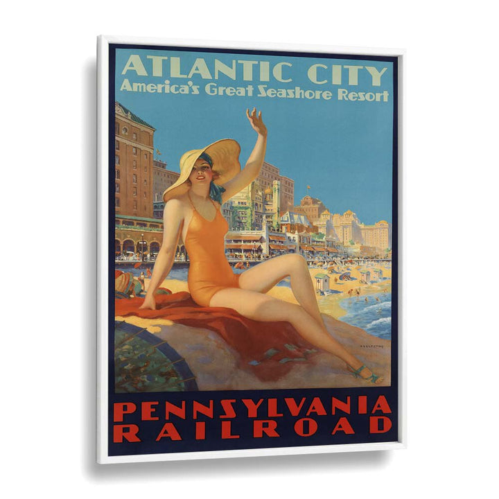 Atlantic City-pennsylvania Railroad  Retro Travel Posters in White Plain Frame