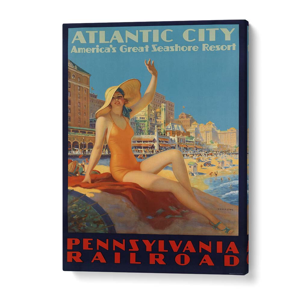 Atlantic City-pennsylvania Railroad  Retro Travel Posters in Gallery Wrap