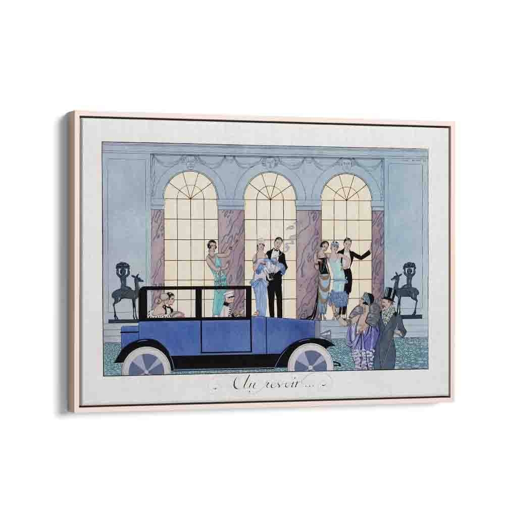 AU-REVOIR-1920 George Barbier art painting Artwork in Oak Wood Floater Frame