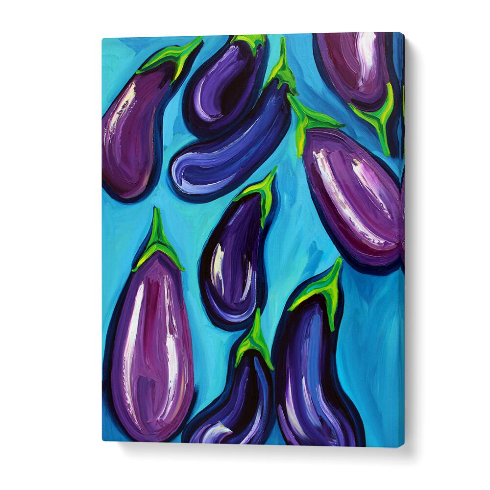 Aubergines Rain by Alice Straker Kitchen Posters Kitchen Art Prints in Gallery Wrap