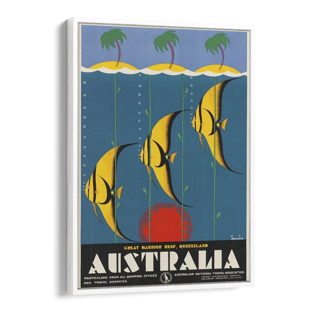 Australia Retro Vintage Travel Vintage Travel Posters in White Floater Frame