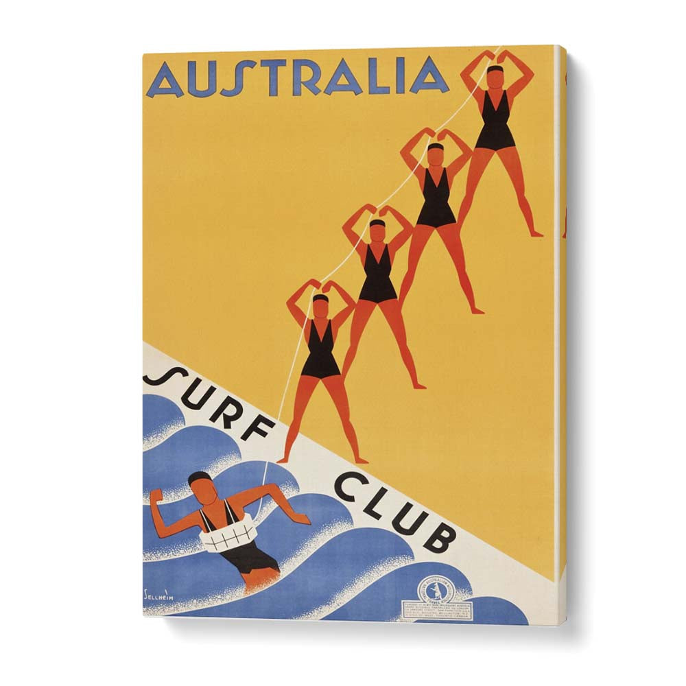 Australia Surf Club  Retro Travel Posters in Gallery Wrap