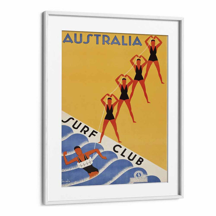 Australia Surf Club  Retro Travel Posters in White Frame With Mount