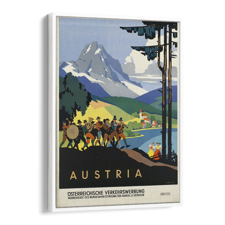 Austria Retro Vintage Travel Travel Posters in White Floater Frame