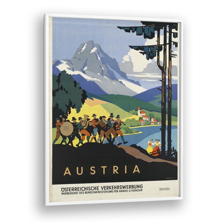 Austria Retro Vintage Travel Travel Posters in White Plain Frame