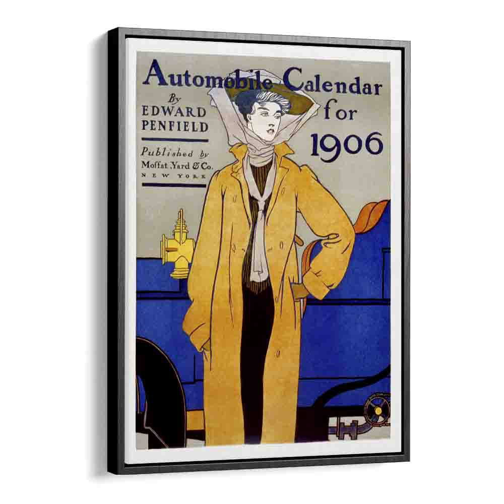 Automobile Calendar For 1906 Ca. 1905 Vintage Paintings in Black Floater Frame