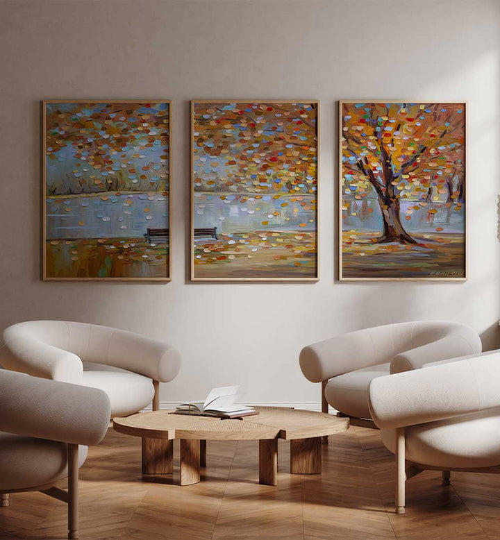 AUTUMN DAYS SET , SET OF 3 PAINTINGS
