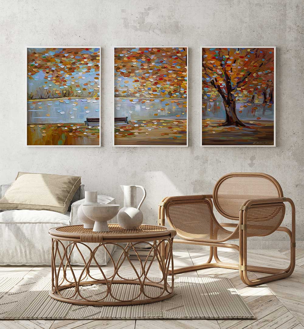 AUTUMN DAYS SET , SET OF 3 PAINTINGS