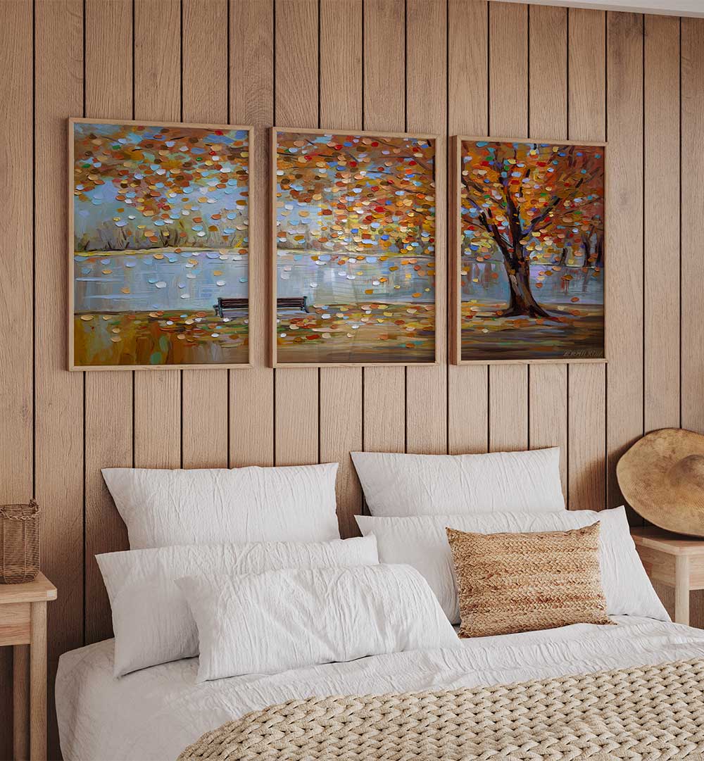 AUTUMN DAYS SET , SET OF 3 PAINTINGS