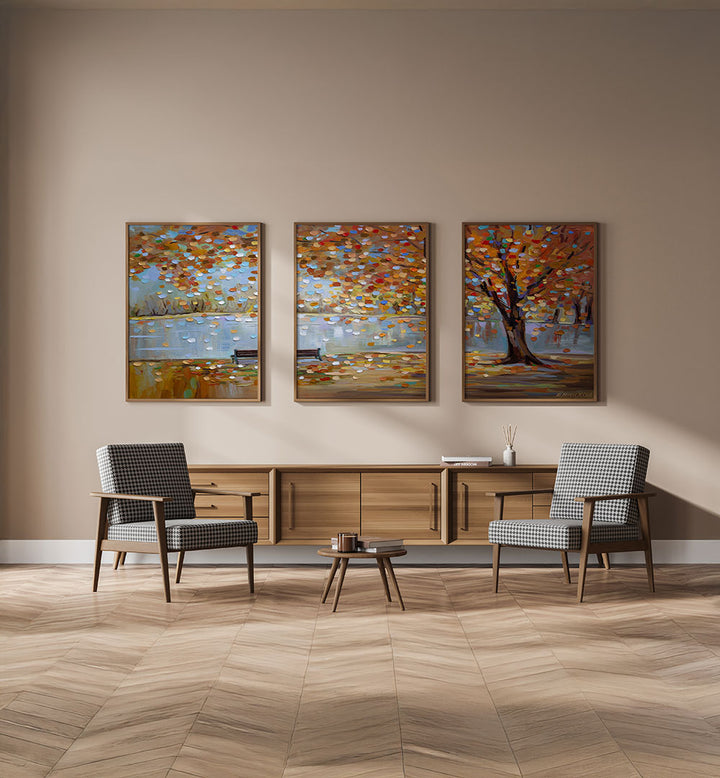 AUTUMN DAYS SET , SET OF 3 PAINTINGS