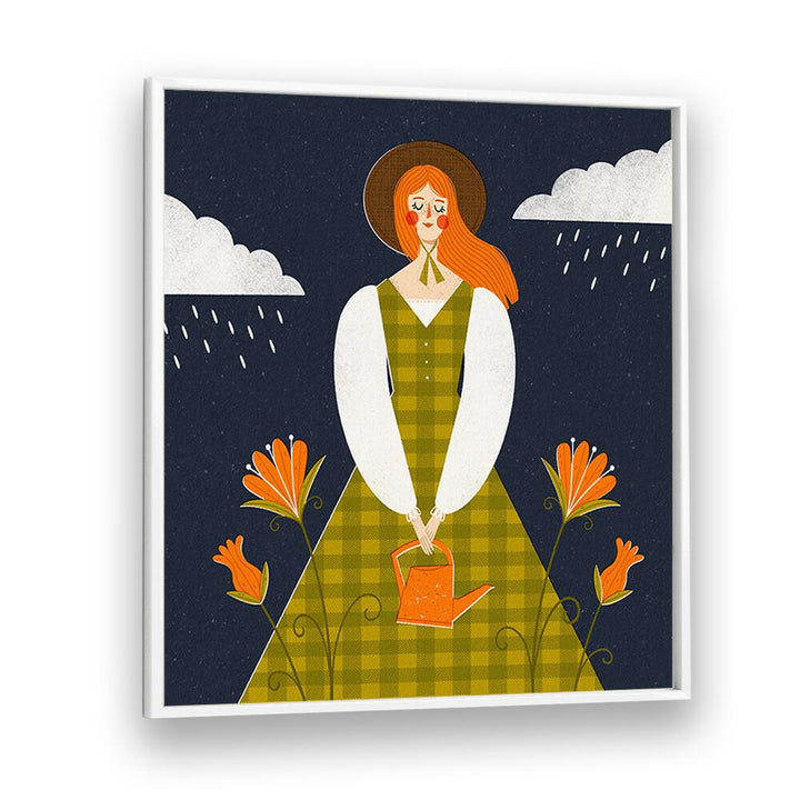 Autumn Girl By Julia Leister Women Illustration Paintings in White Plain Frame