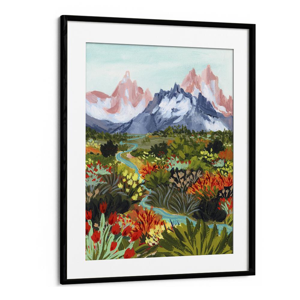 Autumn Mountains By Sarah Gesek Landscape Art Prints in Black Frame With Mount