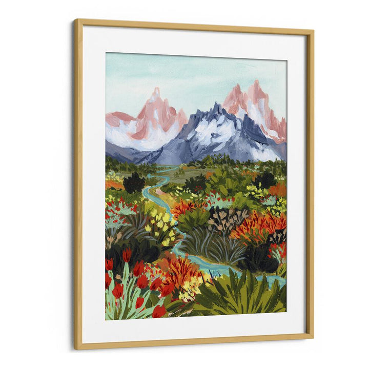 Autumn Mountains By Sarah Gesek Landscape Art Prints in Oak Wood Frame With Mount