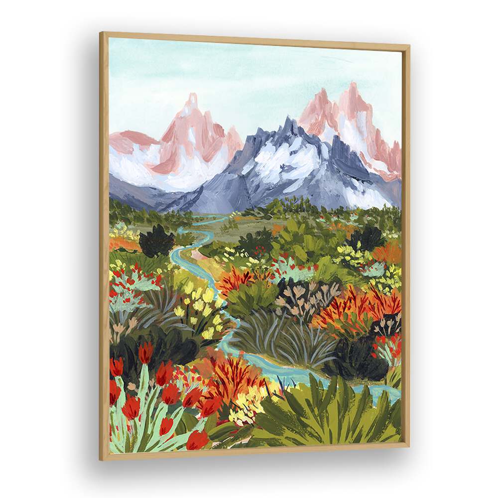 Autumn Mountains By Sarah Gesek Landscape Art Prints in Oak Wood Plain Frame