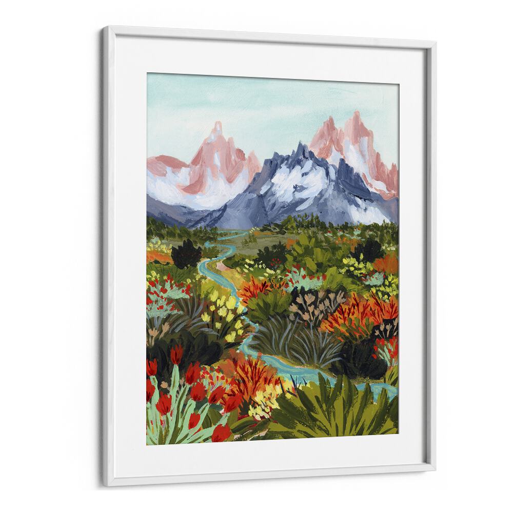 Autumn Mountains By Sarah Gesek Landscape Art Prints in White Frame With Mount