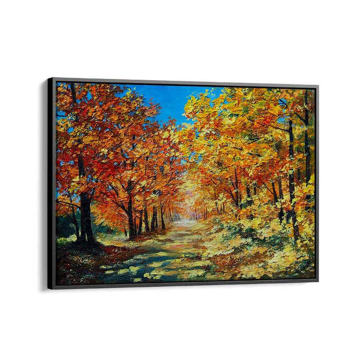 Autumns Tapestry Vintage European Paintings in Black Floater Frame