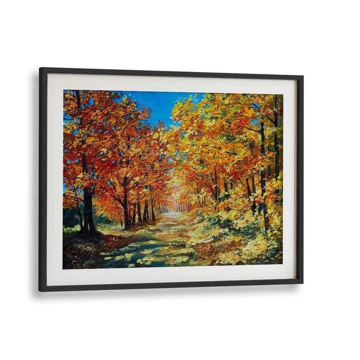 Autumns Tapestry Vintage European Paintings in Black Frame With Mount