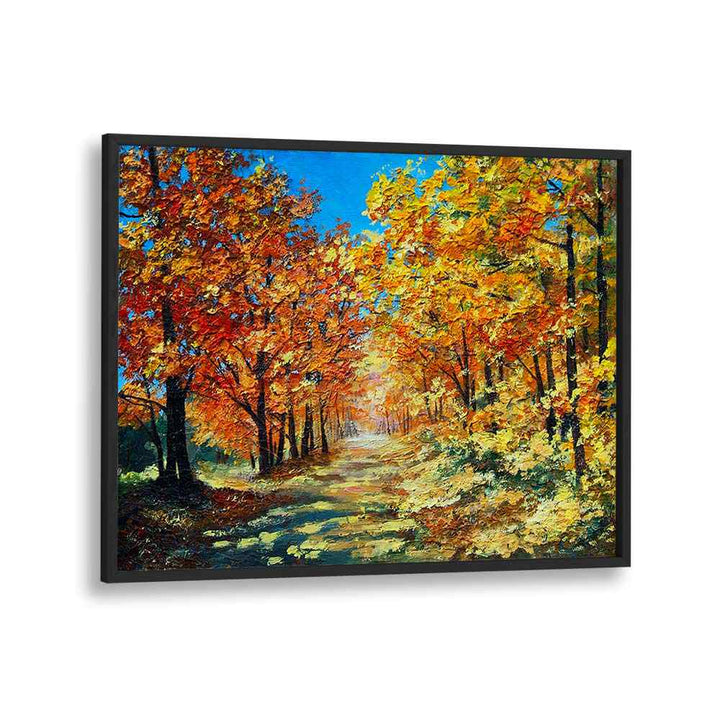 Autumns Tapestry Vintage European Paintings in Black Plain Frame