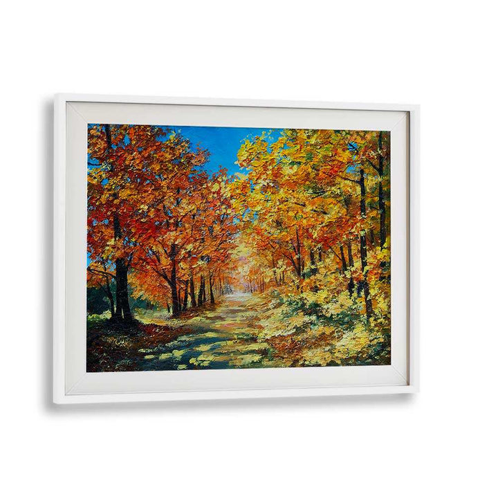 Autumns Tapestry Vintage European Paintings in White Frame With Mount