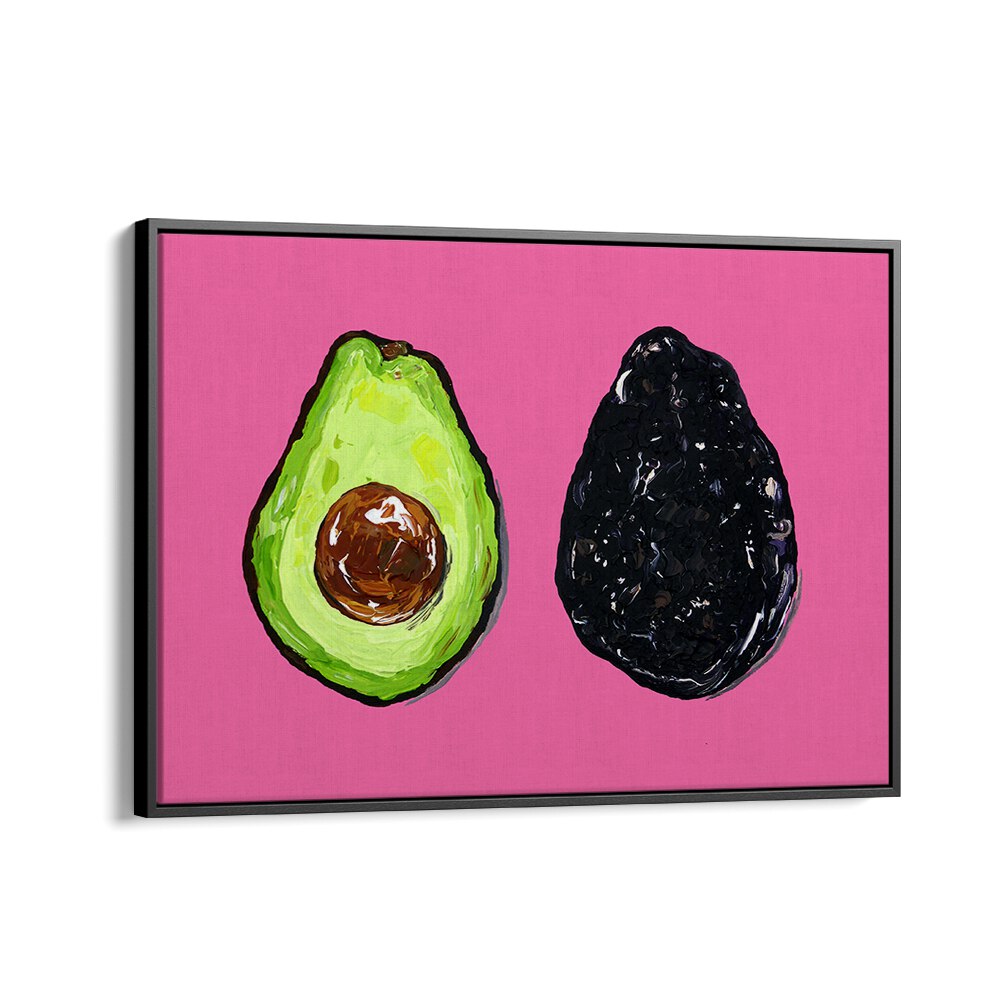 Avocado on Pink by Alice Straker Kitchen Posters Kitchen Art Prints in Black Floater Frame