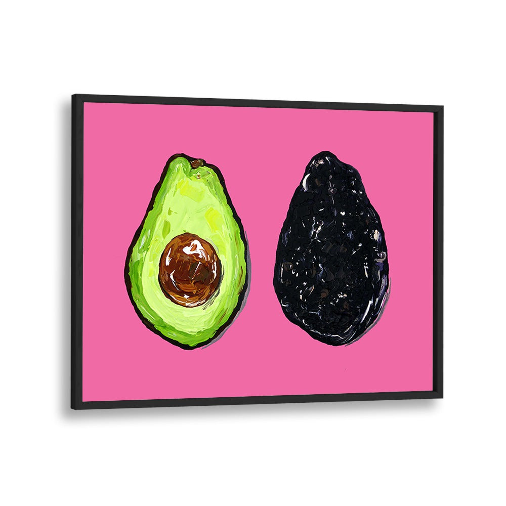 Avocado on Pink by Alice Straker Kitchen Posters Kitchen Art Prints in Black Plain Frame