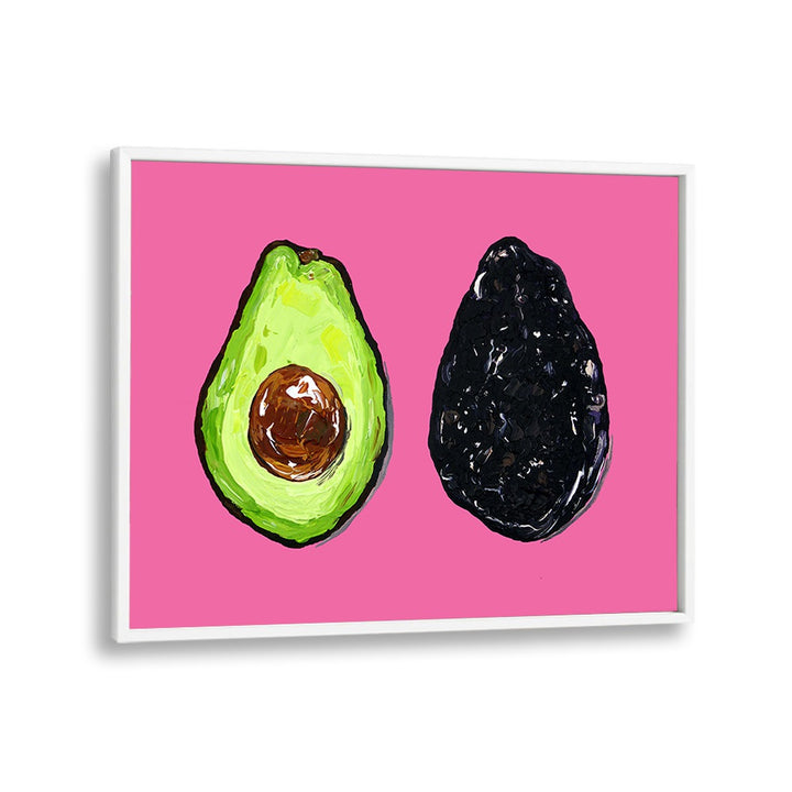 Avocado on Pink by Alice Straker Kitchen Posters Kitchen Art Prints in White Plain Frame