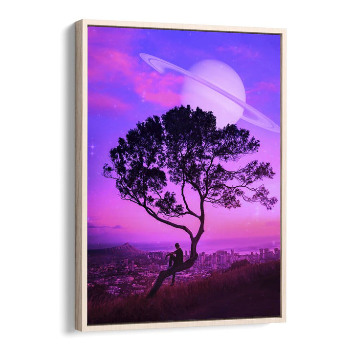 Away From Home By Ritvik Takkar Surrealism in Oak Wood Floater Frame