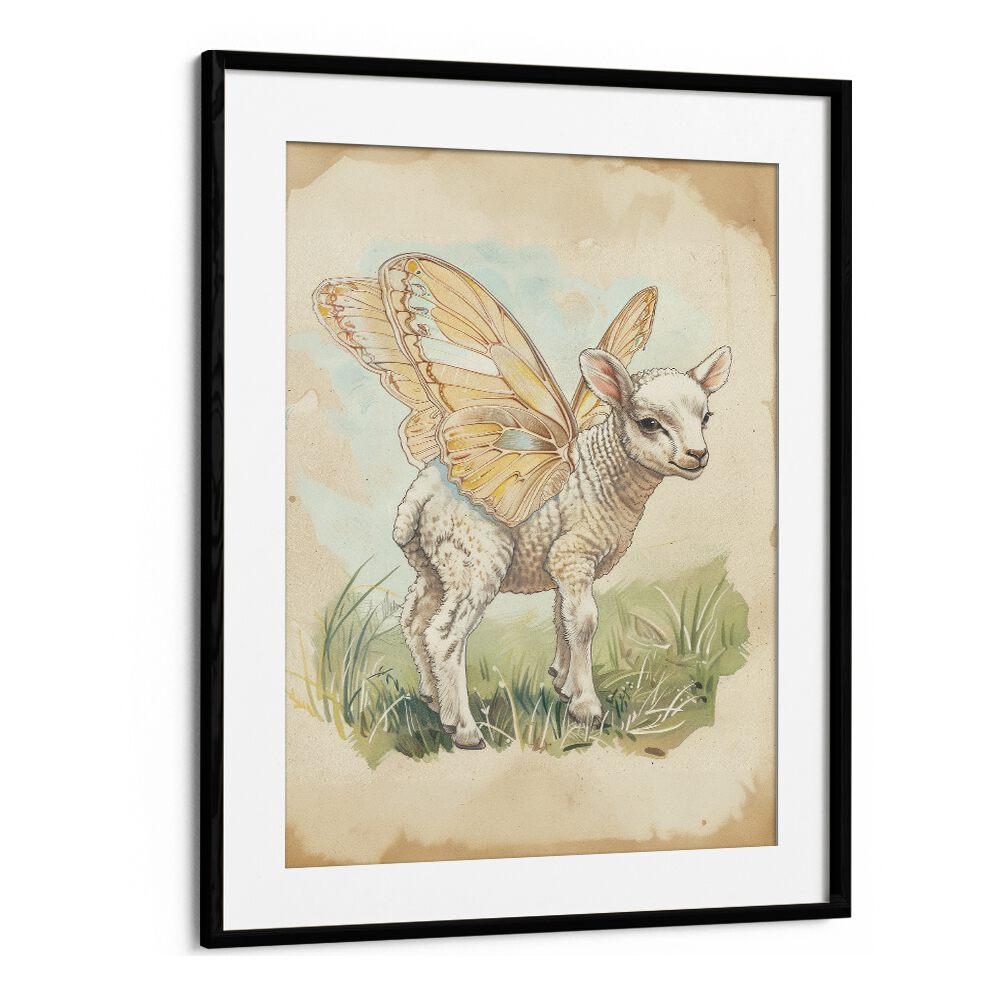 Baa-llet In The Meadow Kids Art Artwork in Black Frame With Mount
