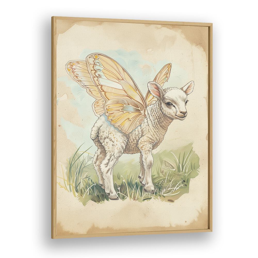 Baa-llet In The Meadow Kids Art Artwork in Oak Wood Plain Frame
