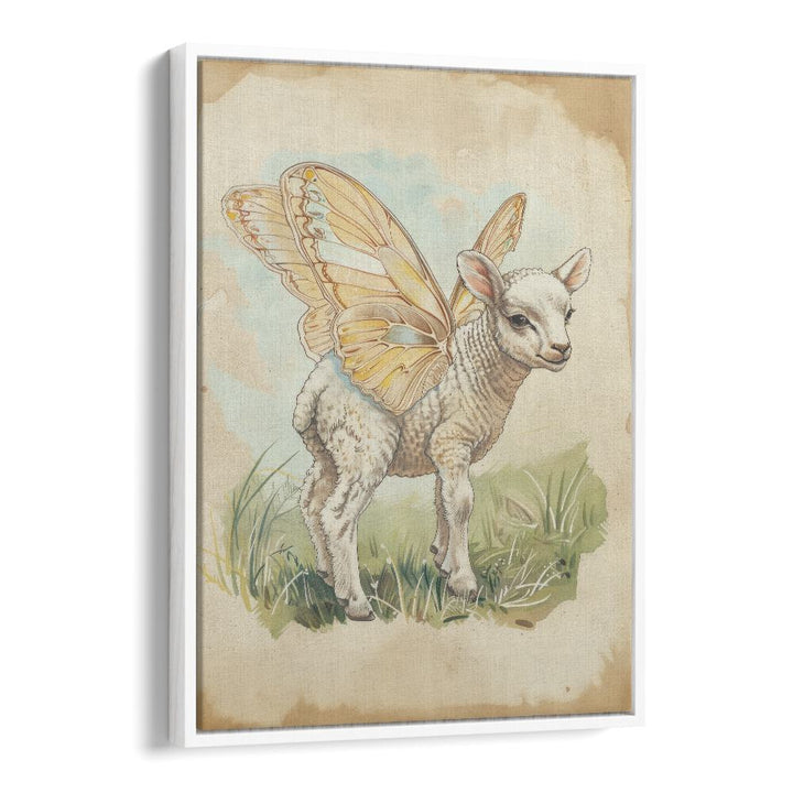 Baa-llet In The Meadow Kids art painting Artwork in White Floater Frame
