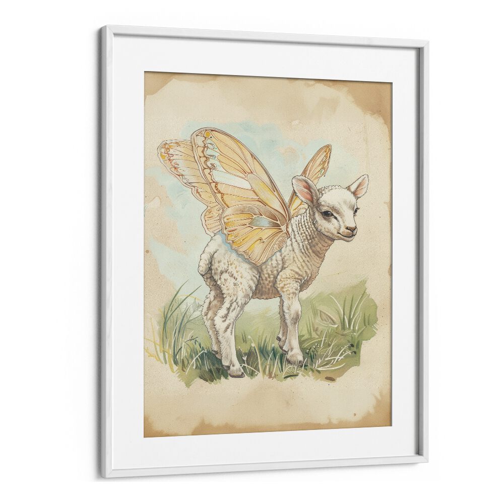 Baa-llet In The Meadow Kids Art Artwork in White Frame With Mount