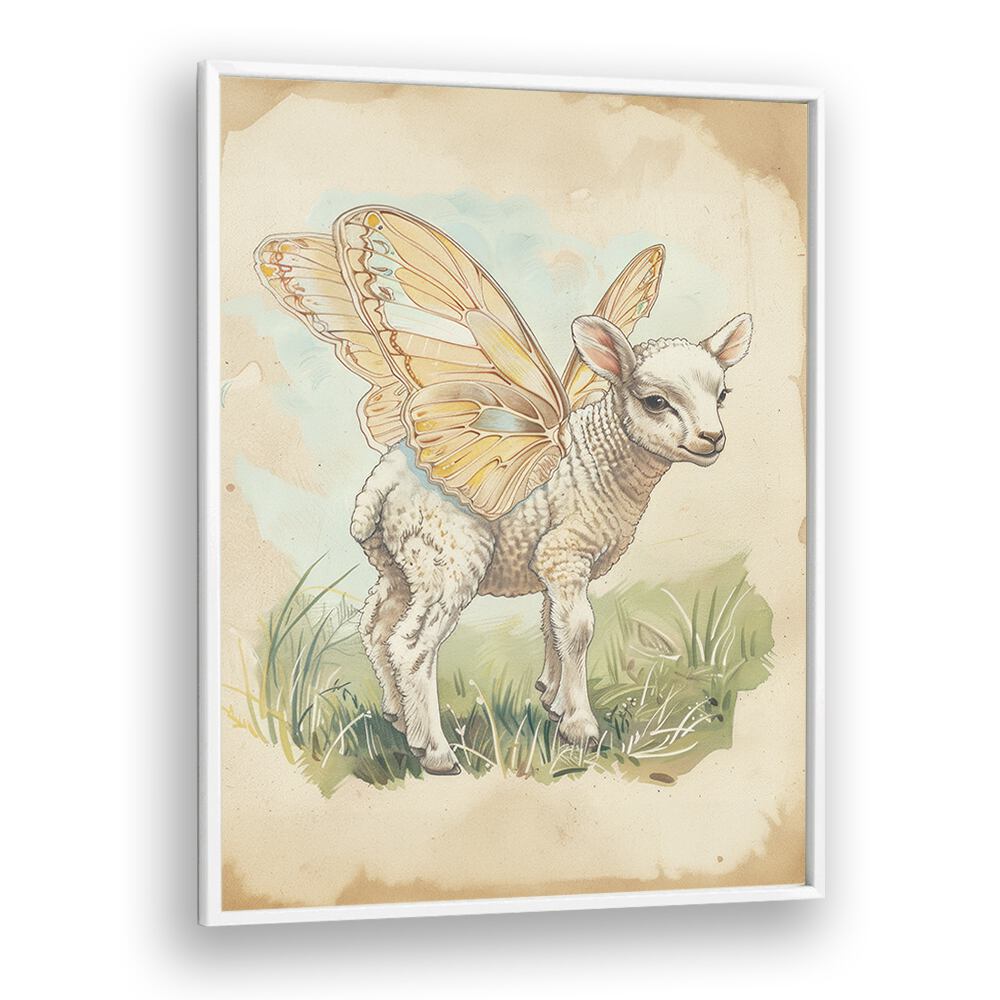 Baa-llet In The Meadow Kids art Artwork in White Plain Frame White
