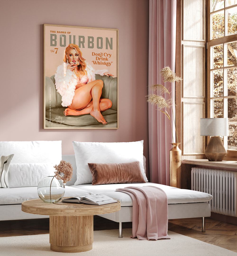Stylish WHISKEY BABES II, BAR art print enhances vintage charm in any whiskey lover's space, perfect for cafes and bars.