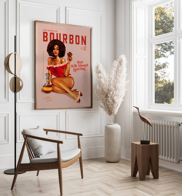 Transform your space with the BOURBON BABES II, BAR vintage pinup art, showcasing retro charm and style.