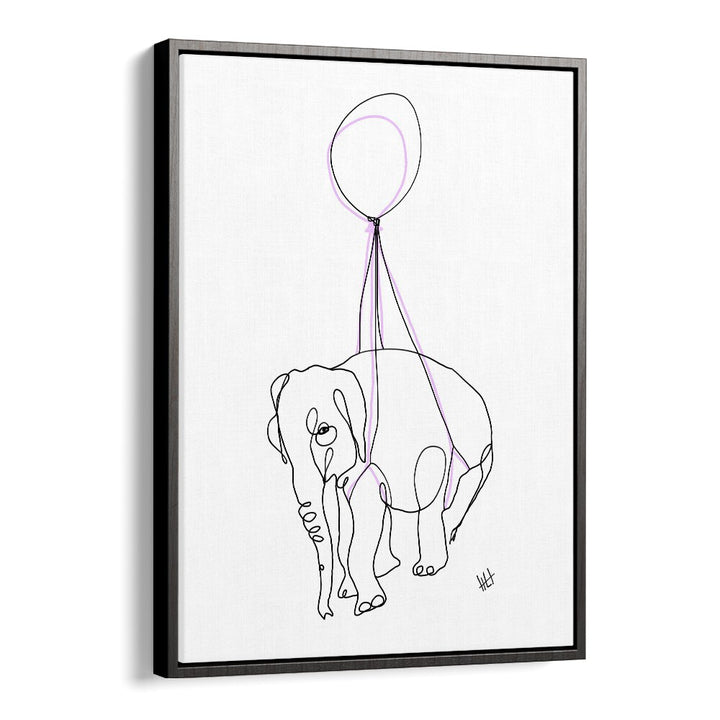 Baby Float Away Line Art Artwork in Black Floater Frame