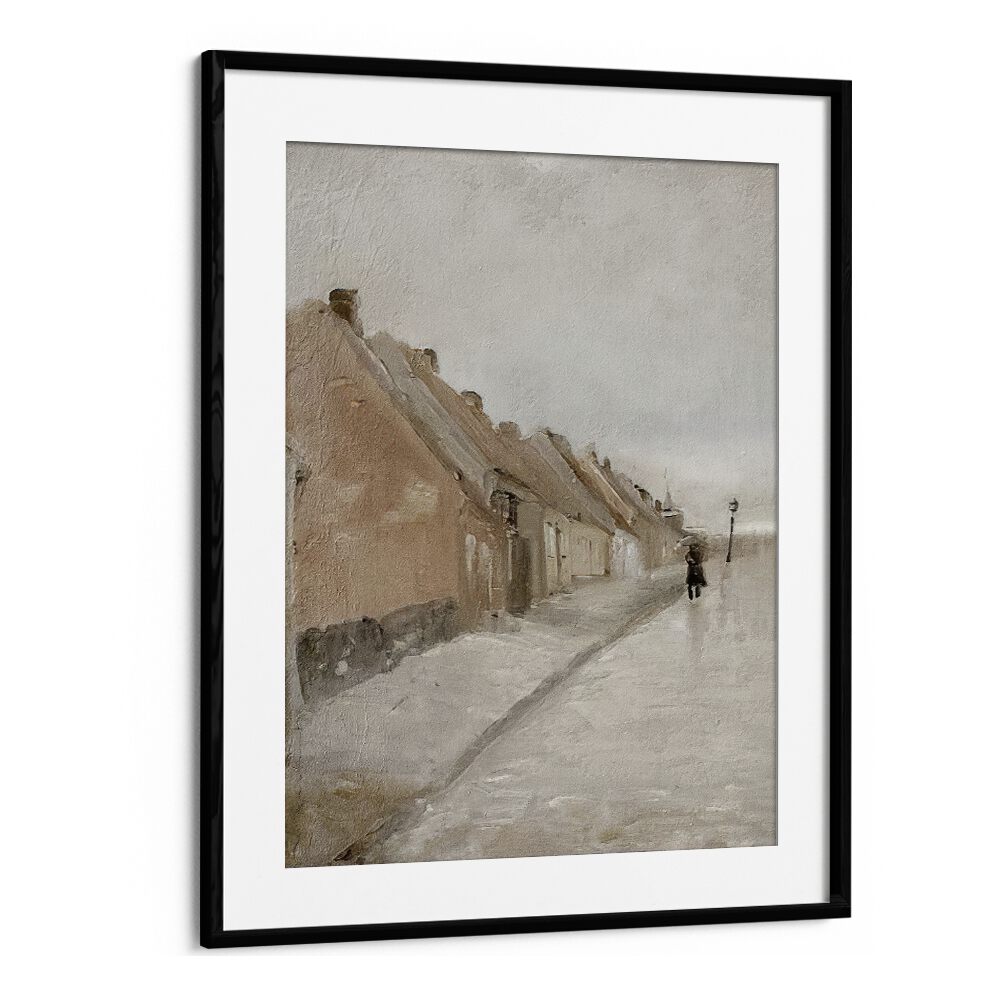 Bakkegade I Hillerod Vintage Art Artwork in Black Frame With Mount