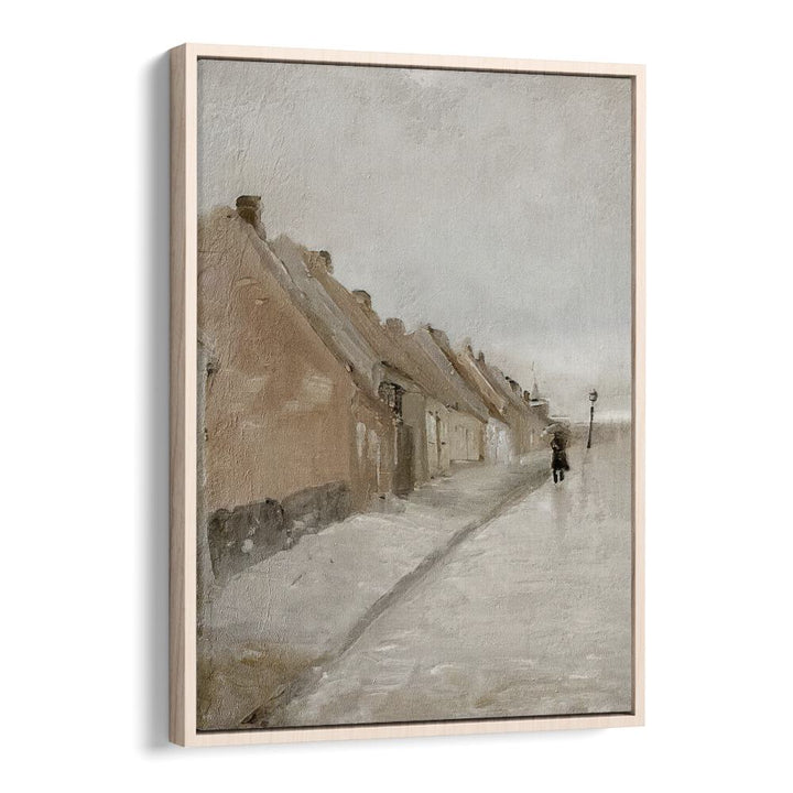 Bakkegade I Hillerod Vintage Art Artwork in Oak Wood Floater Frame