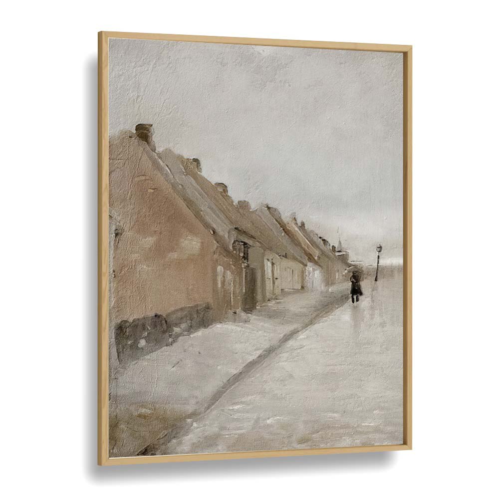 Bakkegade I Hillerod Vintage Art Artwork in Oak Wood Plain Frame