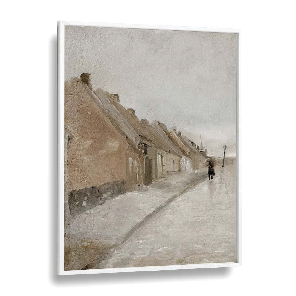 Bakkegade I Hillerod Vintage art Artwork in White Plain Frame