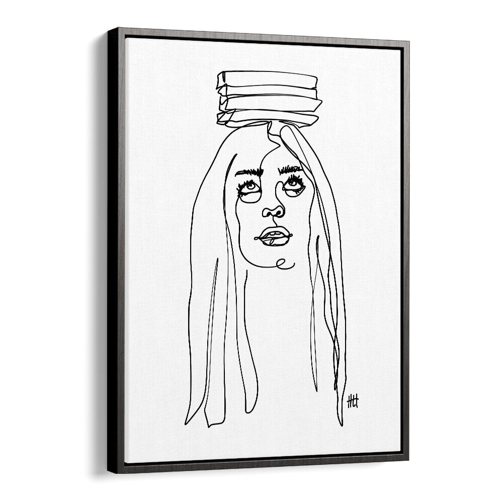 Balancing Act I Line Art Artwork in Black Floater Frame