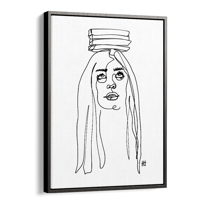 Balancing Act I Line Art Artwork in Black Floater Frame