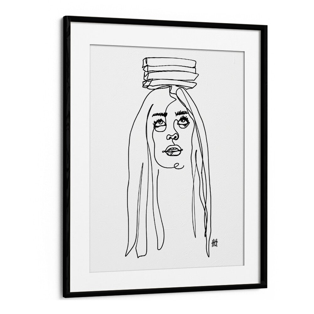 Balancing Act I Line Art Artwork in Black Frame With Mount