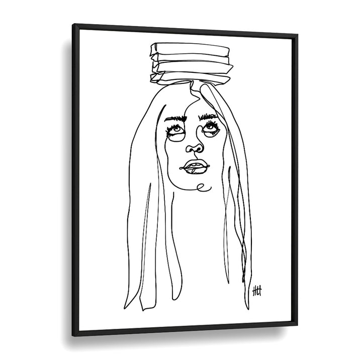 Balancing Act I Line Art Artwork in Black Plain Frame