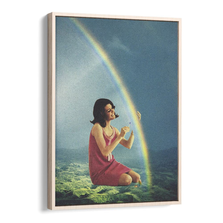 Balming The Rainbow Surreal Art Artwork in Oak Wood Floater Frame