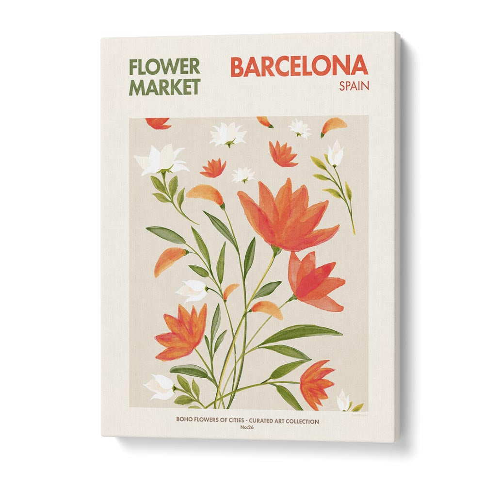 Barcelona - Flower Market Botanical Flower Paintings Artwork in Gallery Wrap