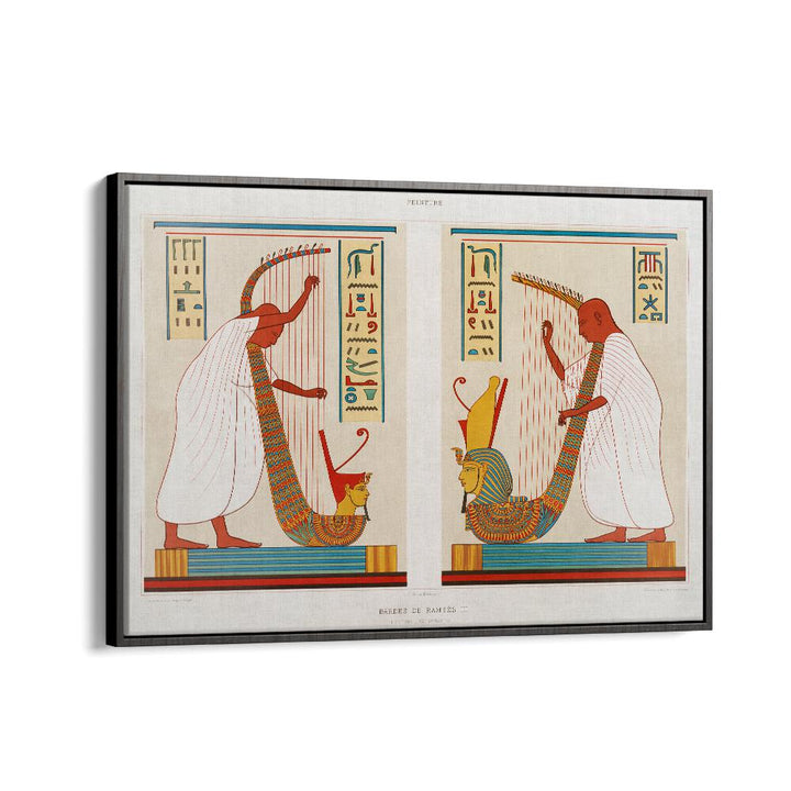 Bards Of Ramses III From Histoire De Lart Egyptien (1878) By Emile Prisse Davennes Egyptian Art Painting Artwork in Black Floater Frame
