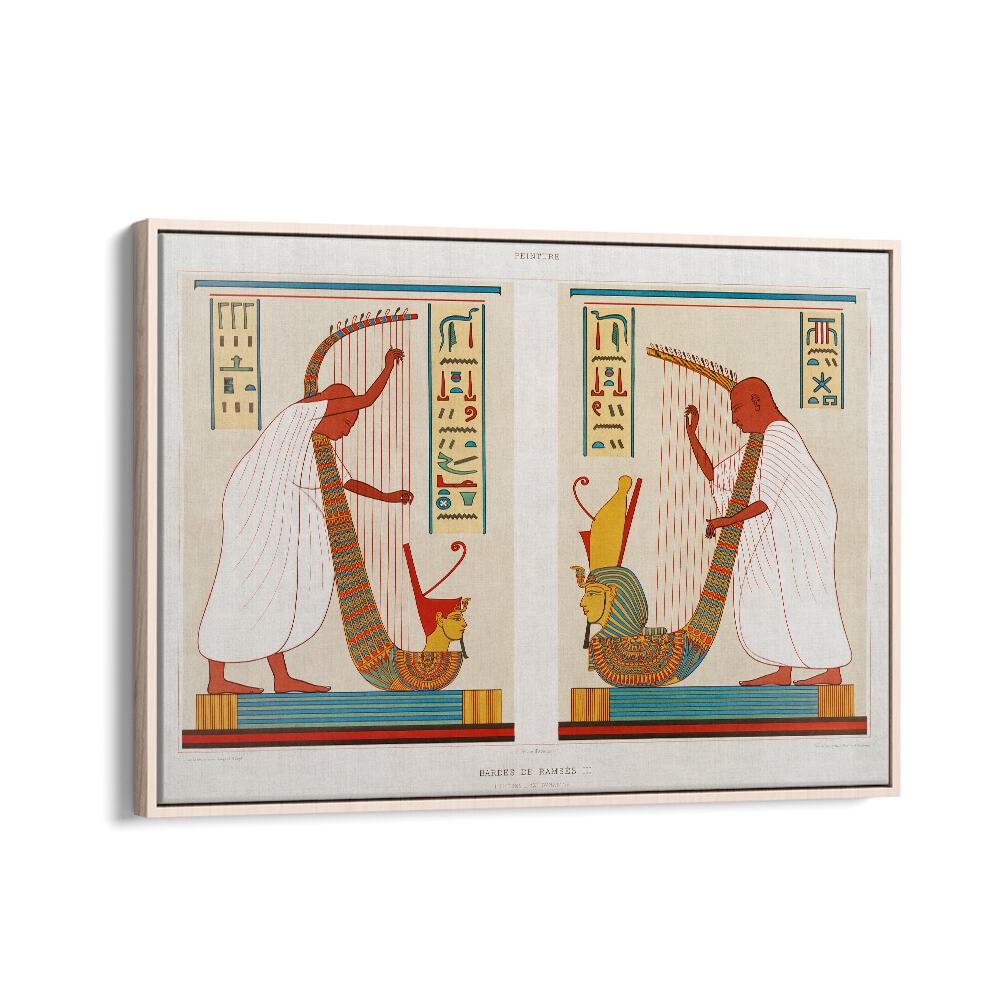 Bards Of Ramses III From Histoire De Lart Egyptien (1878) By Emile Prisse Davennes Egyptian Art Painting Artwork in Oak Wood Floater Frame
