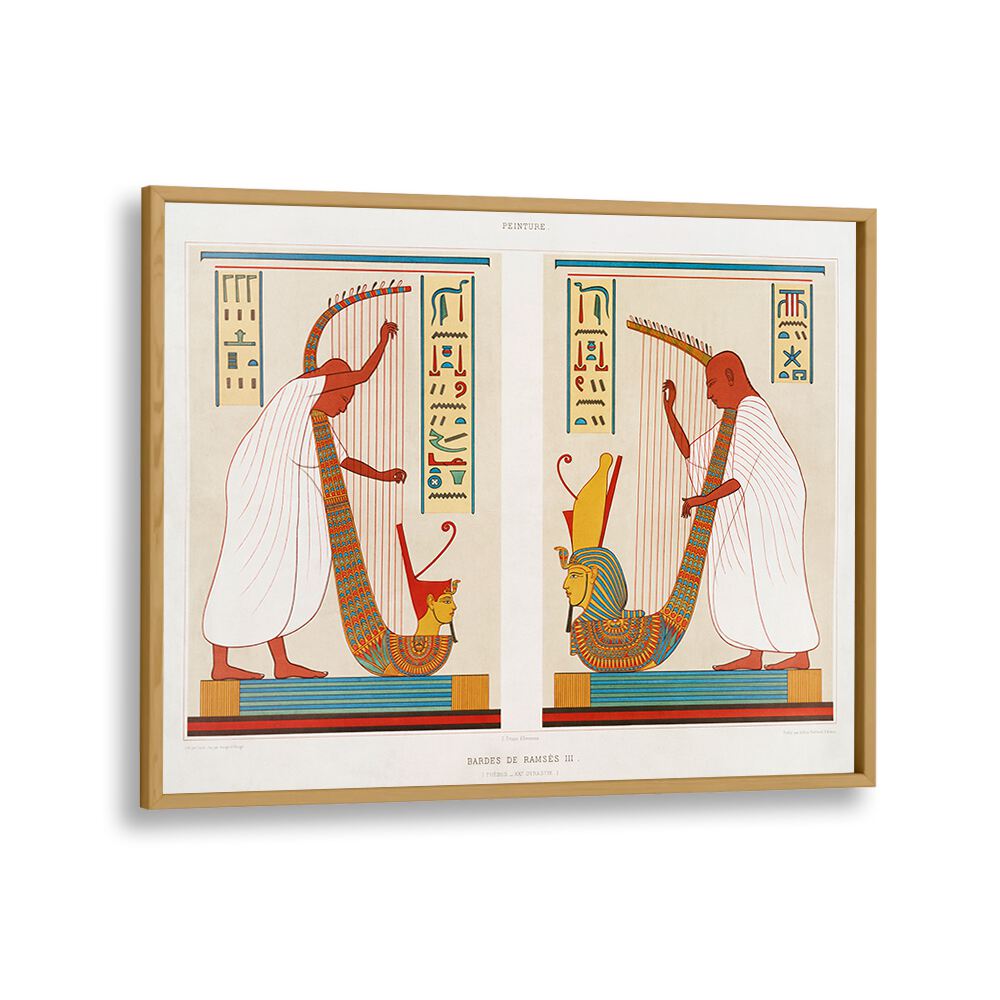 Bards Of Ramses III From Histoire De Lart Egyptien (1878) By Emile Prisse Davennes Egyptian Art Painting Artwork in Oak Wood Plain Frame
