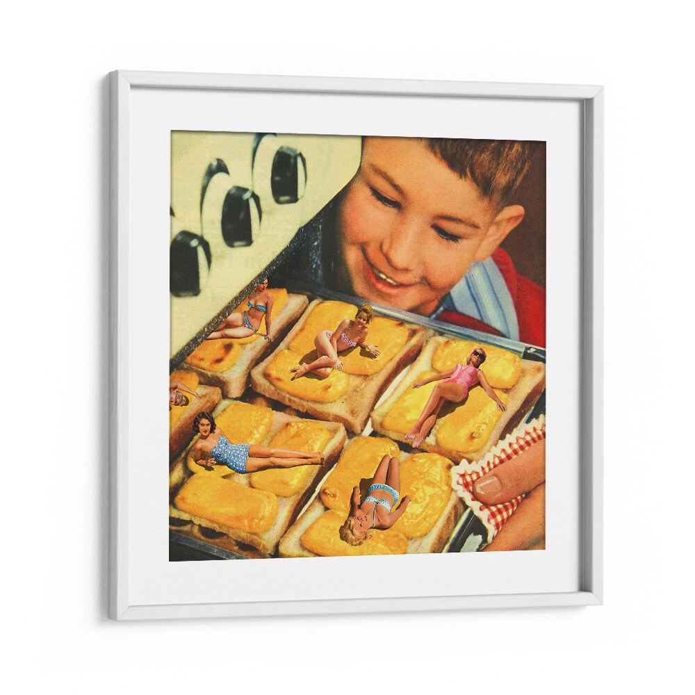 Basking In The Oven Surreal Art Artwork in White Frame With Mount