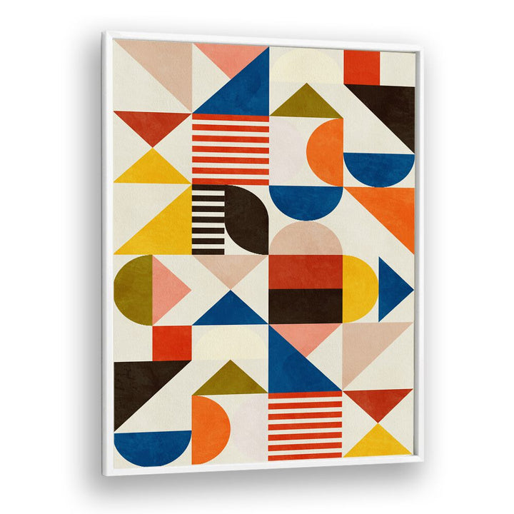 Bauhaus Fun Abstract ArtArtwork in White Plain Frame